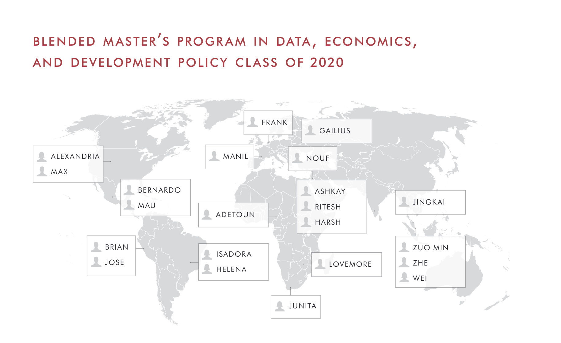 Map of home countries of 2020 DEDP students
