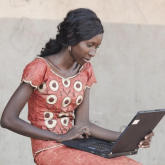 Woman working on a laptop