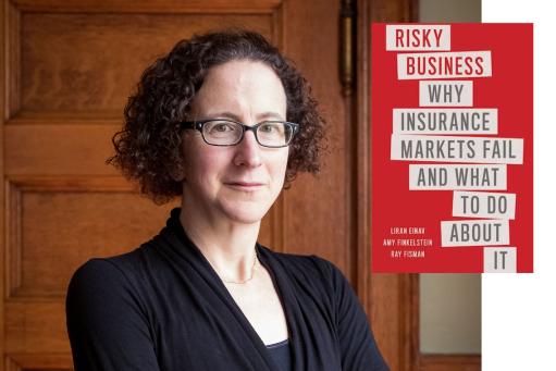 Amy Finkelstein and the cover of her book, Risky Business
