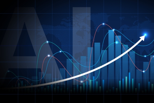 Bar graph image over the letters AI